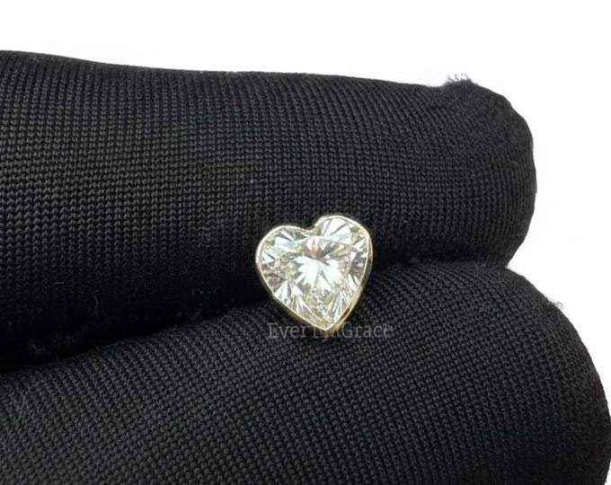 14K Gold Heart Diamond Stud Earrings: IGI Certified Lab Grown