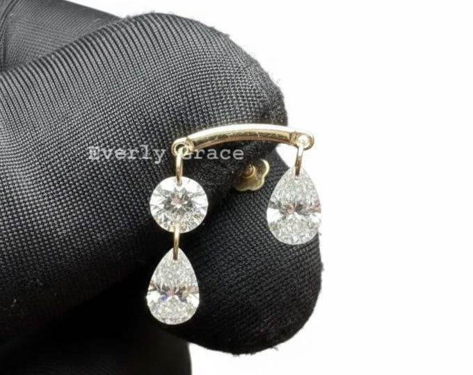14K Gold Marquise & Pear Diamond Stud Earring, Diath Conch Piercing