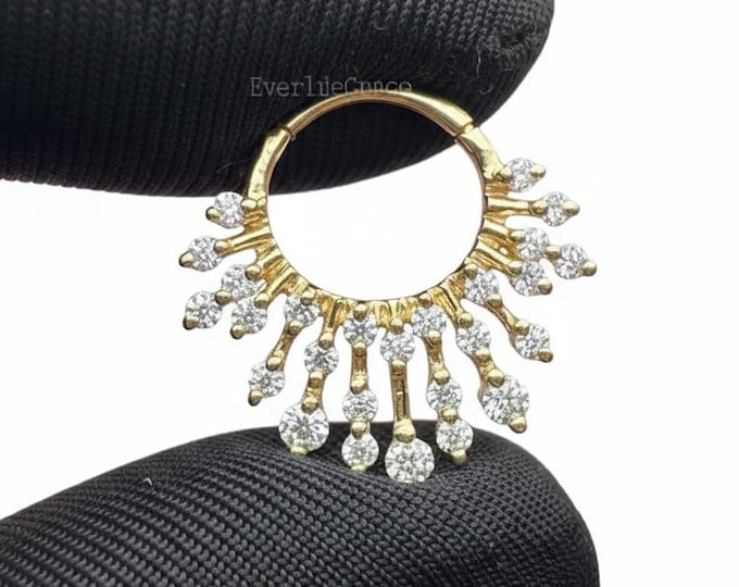 Flower Petal Septum Ring – 16G 8mm/10mm | Lotus Clicker Hoop, Septum Piercing, Daith Earring