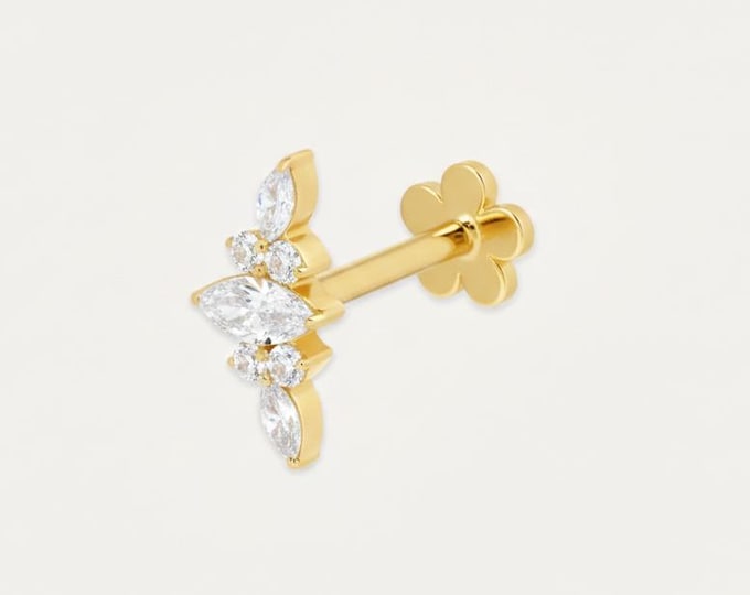 Lab Grown Diamond Lotus Garland Stud Earring