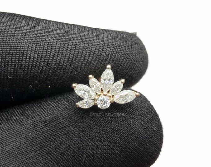 Lab Grown Diamond Lotus Stud Earring