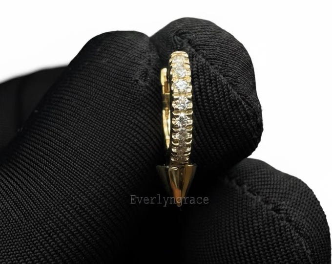 Single Short Spike Diamond Eternity Hoop Earring