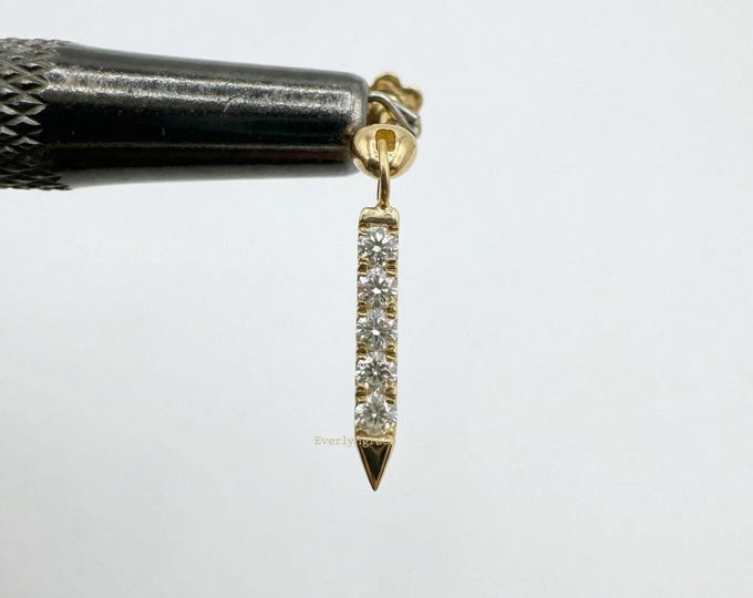 Diamond Eternity Bar Charm Stud Earring