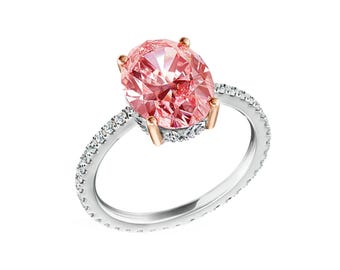 Pink Oval Diamond Eternity Finger Ring