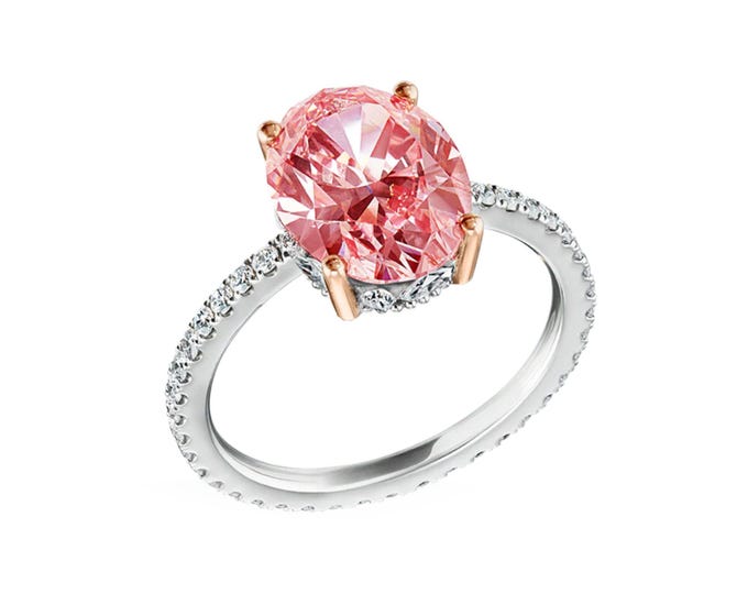 Pink Oval Diamond Eternity Finger Ring