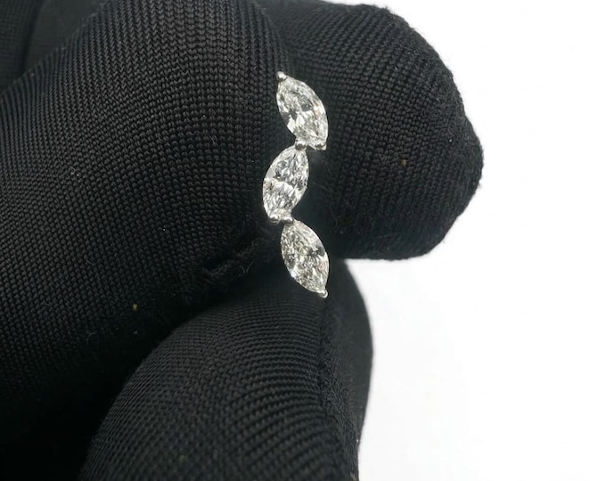 14k Gold  Marquise Diamond Leaf Earring