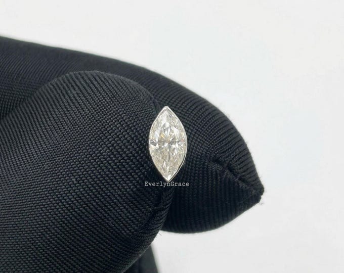 Invisible Set Diamond Marquise Threaded Stud Earring