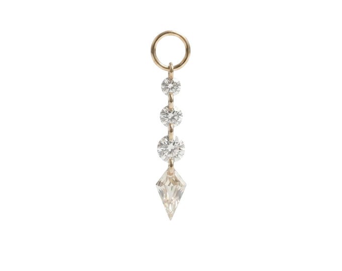 14k Gold Lab Grown Diamond Dangle Charm for Hoops