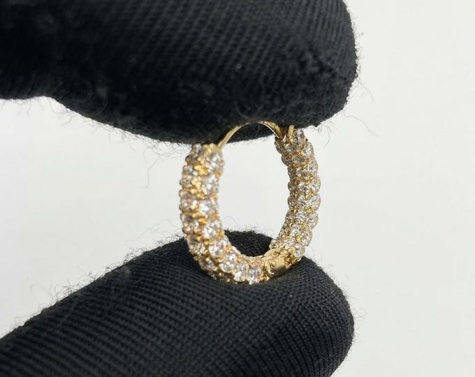 Diamond Five Row Pave Hoop Earring Bottom Hinge