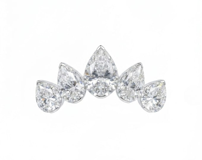 14K Solid Gold Pear Diamond Climbing Earring