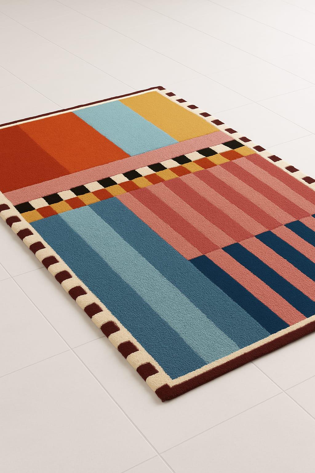 Modern Geometric Color Block Rug | Hand-tufted Wool Carpet | Abstract ...