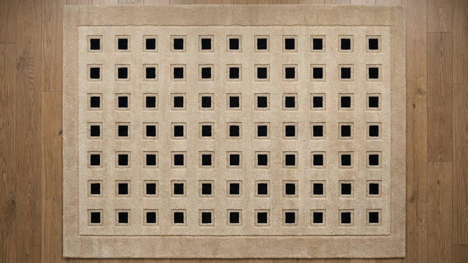 Hand-tufted Wool Area Rug, Modern Geometric Square Pattern Rug, Beige ...