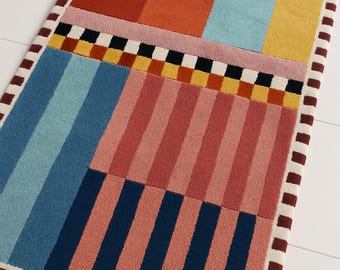 Modern Geometric Color Block Rug | Hand-tufted Wool Carpet | Abstract ...