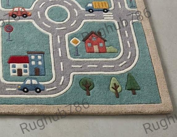 Kids Road Map Play Rug | Town Traffic Car Play Mat | Nursery & Playroom ...