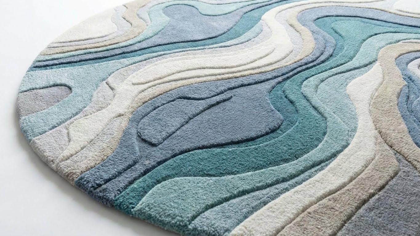 Modern Round Area Rug | Hand Tufted Wool Carpet | 3D Carved High-low ...