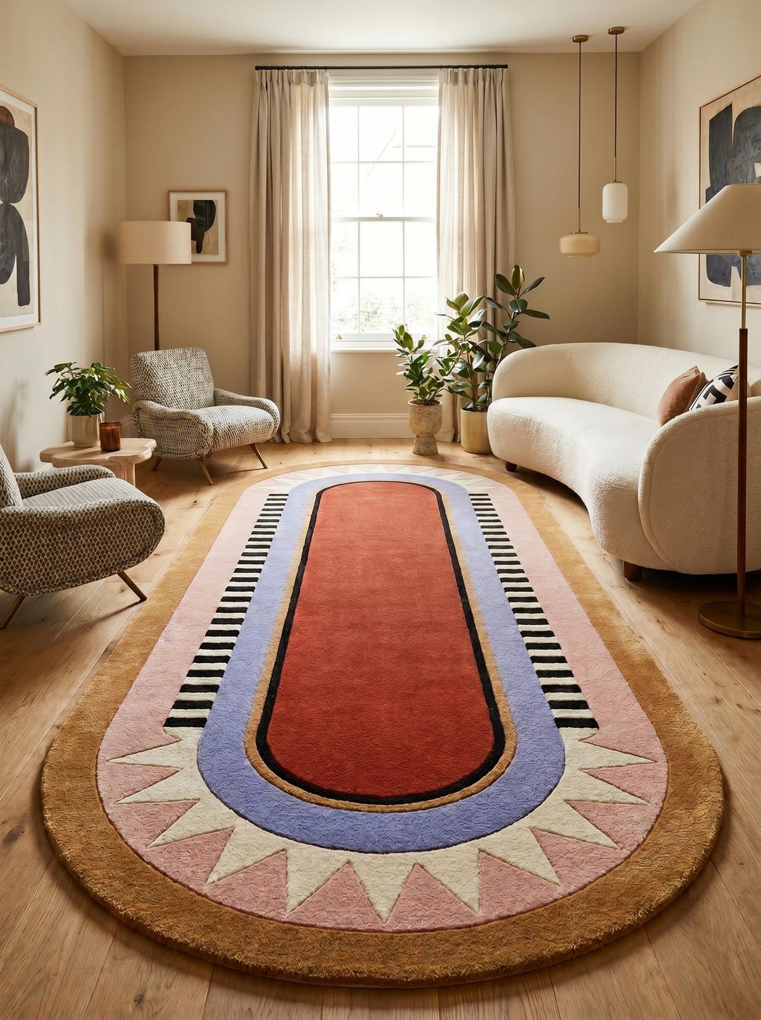 Unique Shape Runner Rug Handmade Wool Runner Rug Colorful Geometric Tufted Hallway Runner Rug ...