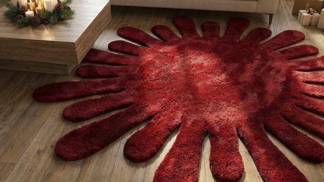 Splotchy Rug Red Splash Shape Shaggy Rug | Modern Freeform Abstract Plush Carpet for ...