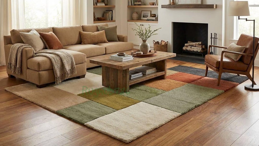 Hand Tufted Wool Area Rug – Modern Patchwork Geometric Rug - Etsy