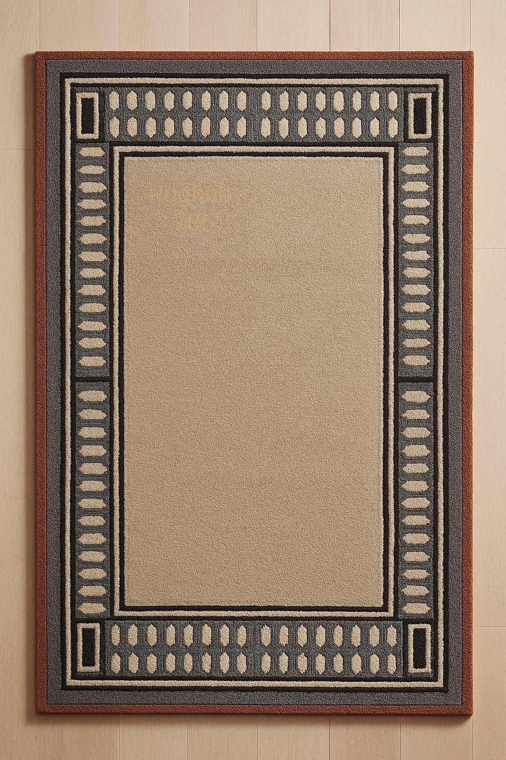 Geometric Border Rug Hand-tufted Modern Geometric Border Rug | Beige & Gray Accent Carpet ...