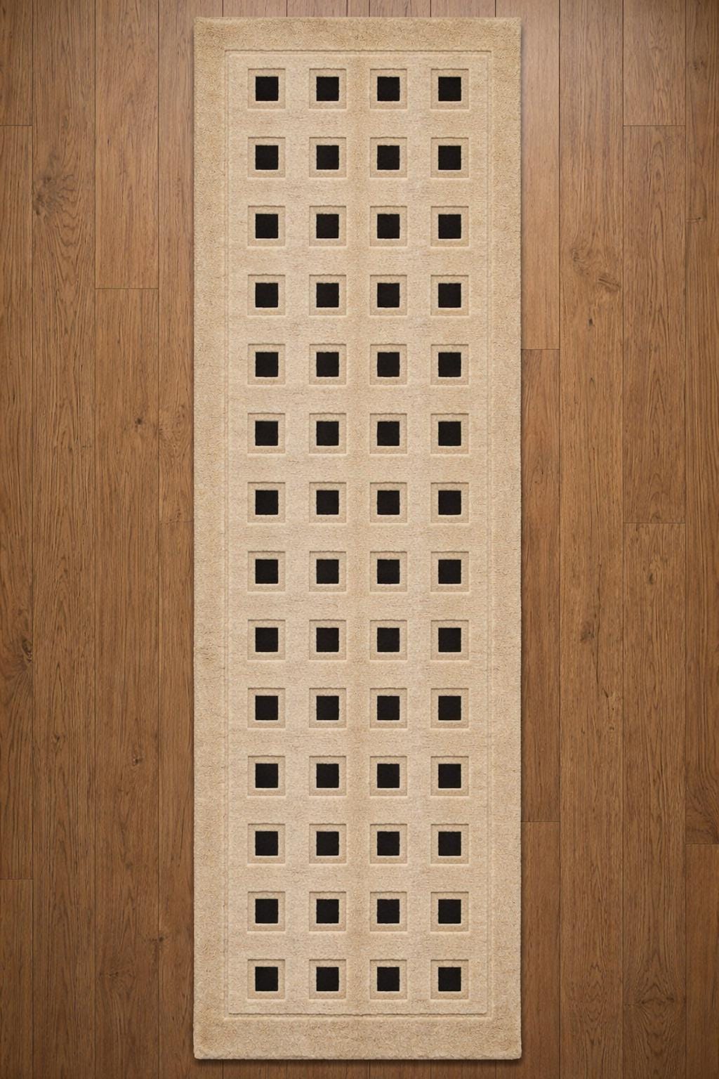 Area Rug With Square Pattern Hand-tufted Wool Area Rug, Modern Geometric Square Pattern Rug, Beige ...