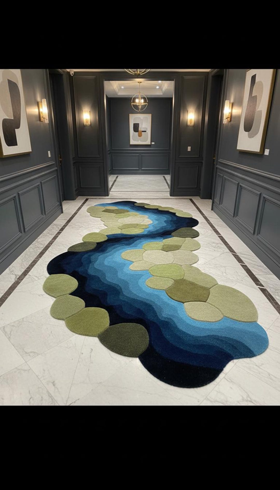 Hand Tufted Moss Ruge ,river Inspired Wool Rug, Organic Shape Area Rug ...