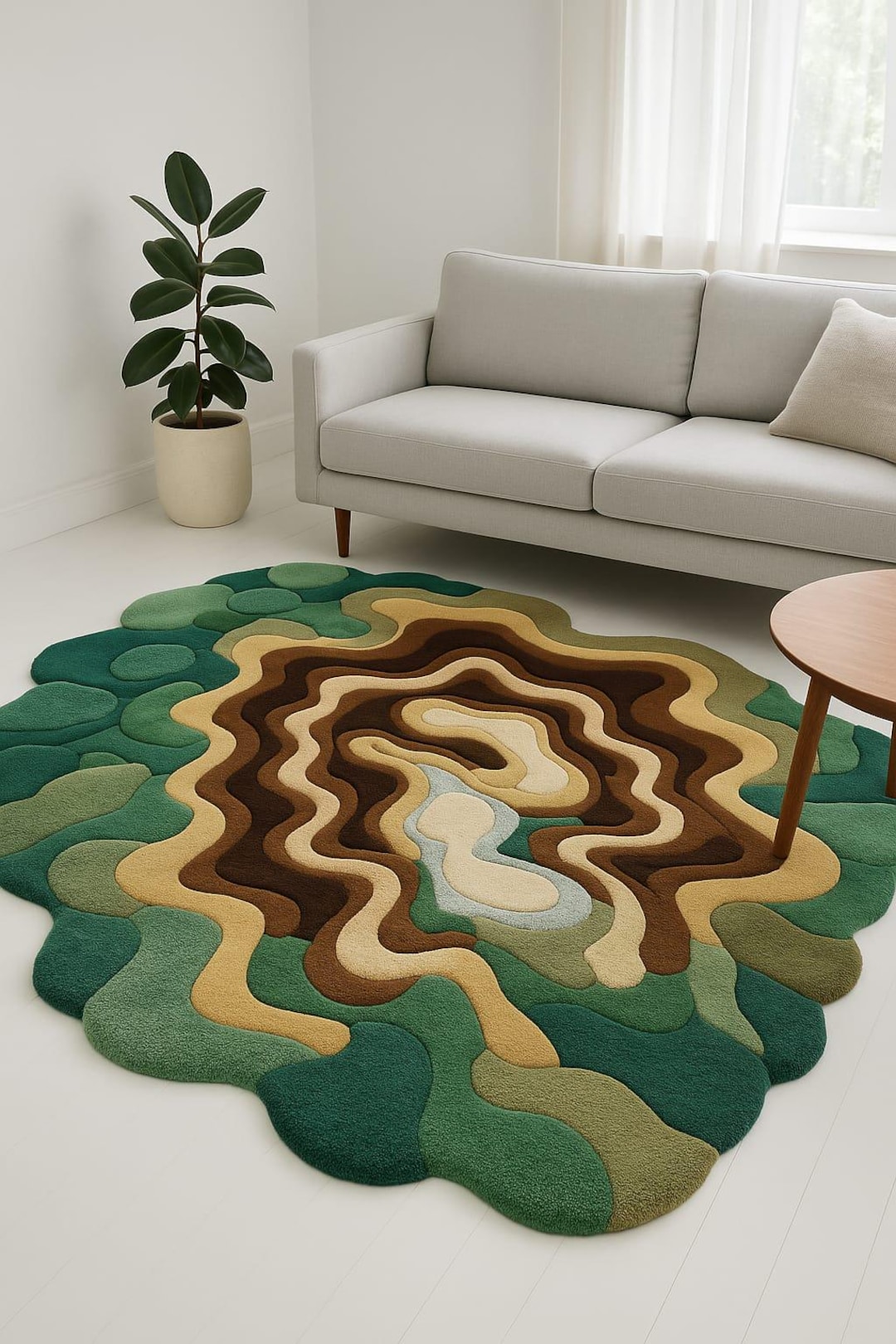 Earthy Rug Patterns Abstract Layered Earth-tone Rug – Handmade Modern Tufted Carpet | 3D ...