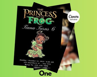 Princess Tiana Birthday Invitation: Editable Canva Template (Digital)
