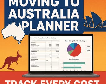 Nomad Nest Australia Moving Abroad Planner | Budget, Checklist & Dashboard Excel Template