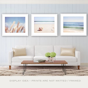 Blue Beach Photography Set, Light Blue Coastal Photographs, Blue Beige Brown Nautical Art, Ocean Wall Decor, Seashore Shell Picture Grouping