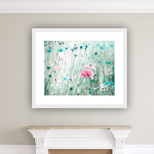 Floral Wall Art - Office Wall Art Botanical Print Pink Poppy Print Still Life Flower Art Women Decor "Herein a Blossom Lies"