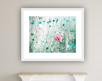 Floral Wall Art - Office Wall Art Botanical Print Pink Poppy Print Still Life Flower Art Women Decor "Herein a Blossom Lies"