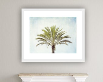 Palm Tree Print - Coastal Cottage Decor, Tropical Wall Art, Beach Artwork, California Art, Beach House Decor in Blue and Green