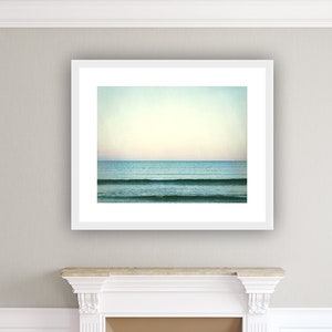 Ocean Photography, Mint Beach Decor, Teal Ocean Landscape, Beach Photography, Turquoise Wall Art, Sea Photography, Ocean Horizon Picture image 1