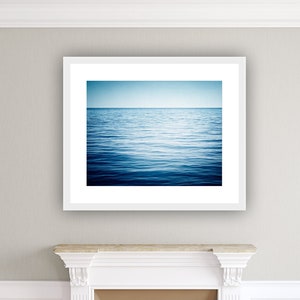 Ocean Photography - water dark blue sea photo seascape horizon minimal nautical coastal wall print, beach bathroom decor, &quot;Into the Deep&quot;