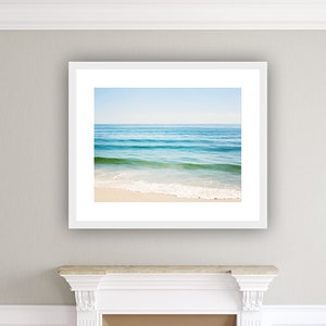 Ocean Photography, large beach sea seascape aqua blue landscape waves horizon cream green print, 24x30, 8x10 Photograph, &quot;Ocean of Dreams&quot;