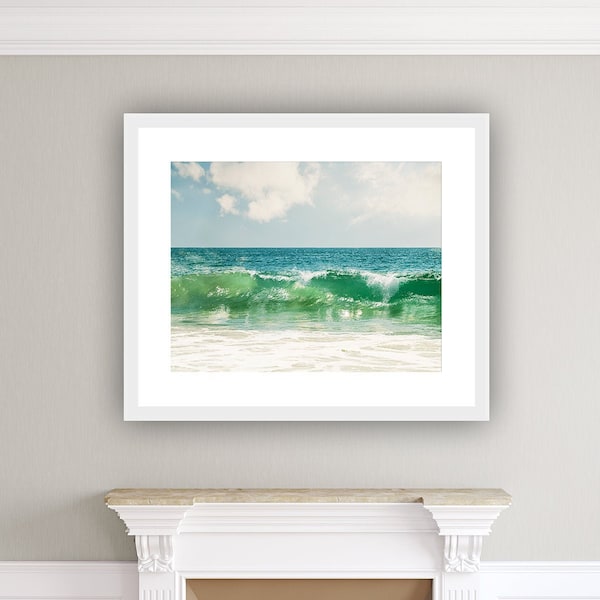 Ocean Wave Photograph - beach blue green seascape photo coastal wall art large sea wave print seaside decor seashore, "I Belong to the Sea"