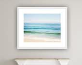 Ocean Photography, large beach sea seascape aqua blue landscape waves horizon cream green print, 24x30, 8x10 Photograph, "Ocean of Dreams"
