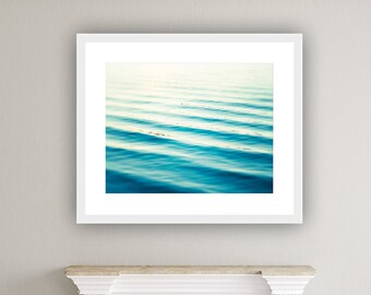 Wave Print, Abstract Ocean Wall Art - Water Photography, Aqua Modern Beach Decor, Blue Beach Artwork, Teal Sea Ripples, Turquoise Seascape