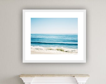 Ocean Photography - blue seascape photo beach print waves white landscape wall art seashore nautical coast, 24x30 Photograph, "Forever Blue"
