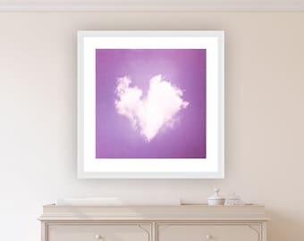 Purple Nursery Wall Art - Heart Print, Girls Bedroom Decor, Love Picture, Little Girl Room Decor