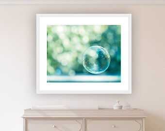 Over the Crib Decor, Bubbles Art Print - Nursery Wall Art, Kids Bedroom Decor, Toddler Wall Art, Boys Room, Baby Girl Nursery, Blue Green