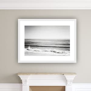 Black and White Ocean Photography, large grey sea seascape gray photo landscape waves wall art modern, 8x12 Photograph, "A Tale of the Sea"