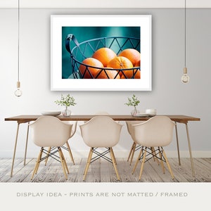 Teal Kitchen Wall Art, Oranges Fruit Print, Turquoise Kitchen Decor, Dining Room Wall Art, Food Prints, Modern Kitchen Art, Aqua Photography