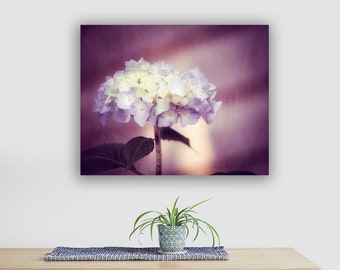 Purple Flower Picture, Hydrangea Print Art Canvas, Botanical Wall Art, Photography Nature, Floral Wall Decor, Dark Plum Violet