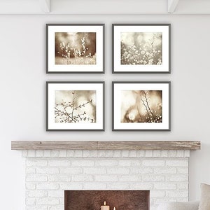 Farmhouse Photography Set of Four Prints - Rustic Pictures, Sepia Photography, Country Artwork in Brown, Beige