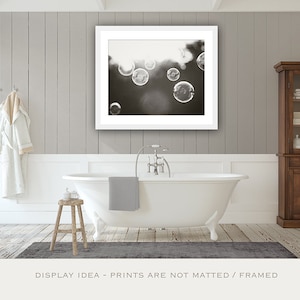 Black and White Photography - bubbles bathroom decor bath print dark grey gray photo modern abstract, 11x14, 8x10 Photograph, "Bubbles"