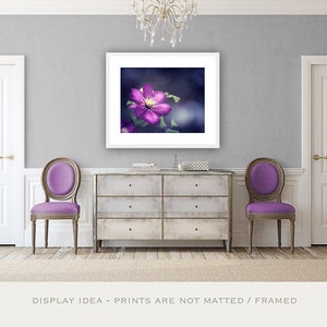 Dark Purple Flower Picture Indigo Art Print, Navy Wall Art, Large Nature Print, Fine Art Photography, Girls Bedroom Decor, Floral Photo image 1