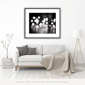 Black and White Large Abstract Art Above Couch Wall Decor, Teen Girl Wall Art, Sparkly Photography, Modern Home Decor, Dark Sparkle Lights image 1