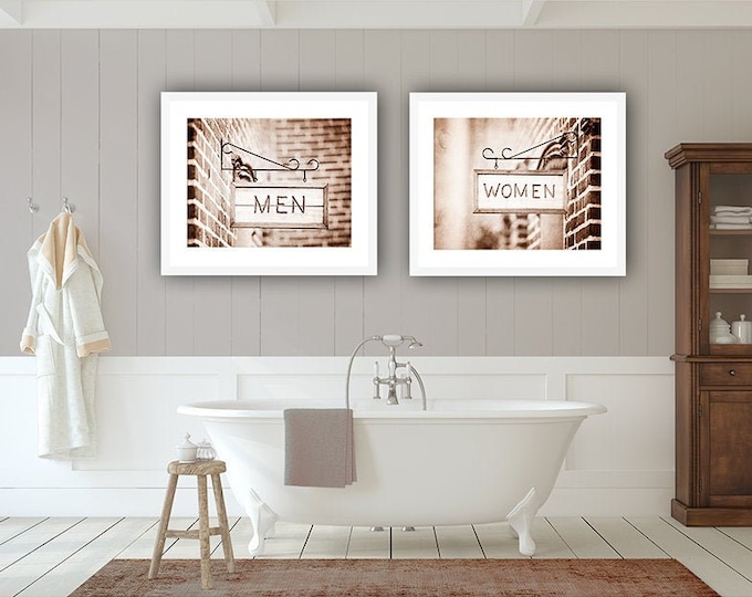 Rustic Bathroom Wall Decor Farmhouse Bathroom Wall Art Set - Etsy