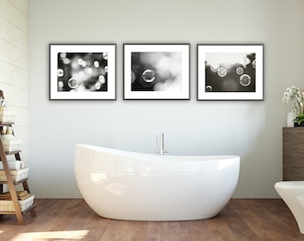 Black and White Bathroom Set Abstract Laundry Room Wall Art 